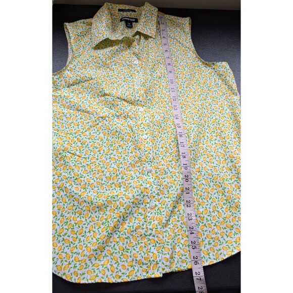 Lands End Button Front Top 100% Supima Cotton Lemon Non Iron Breathable Size 14 - Picture 4 of 8